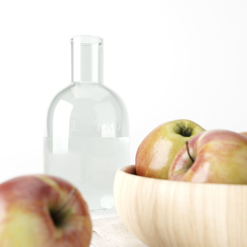 Decor Set Apple Bowl 3D model_4