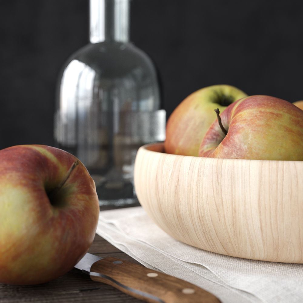 Decor Set Apple Bowl 3D model_1