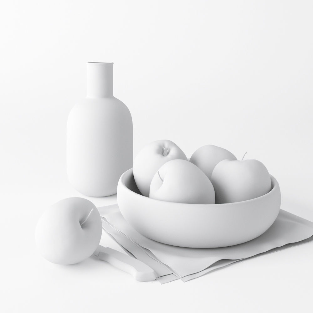 Decor Set Apple Bowl 3D model_7