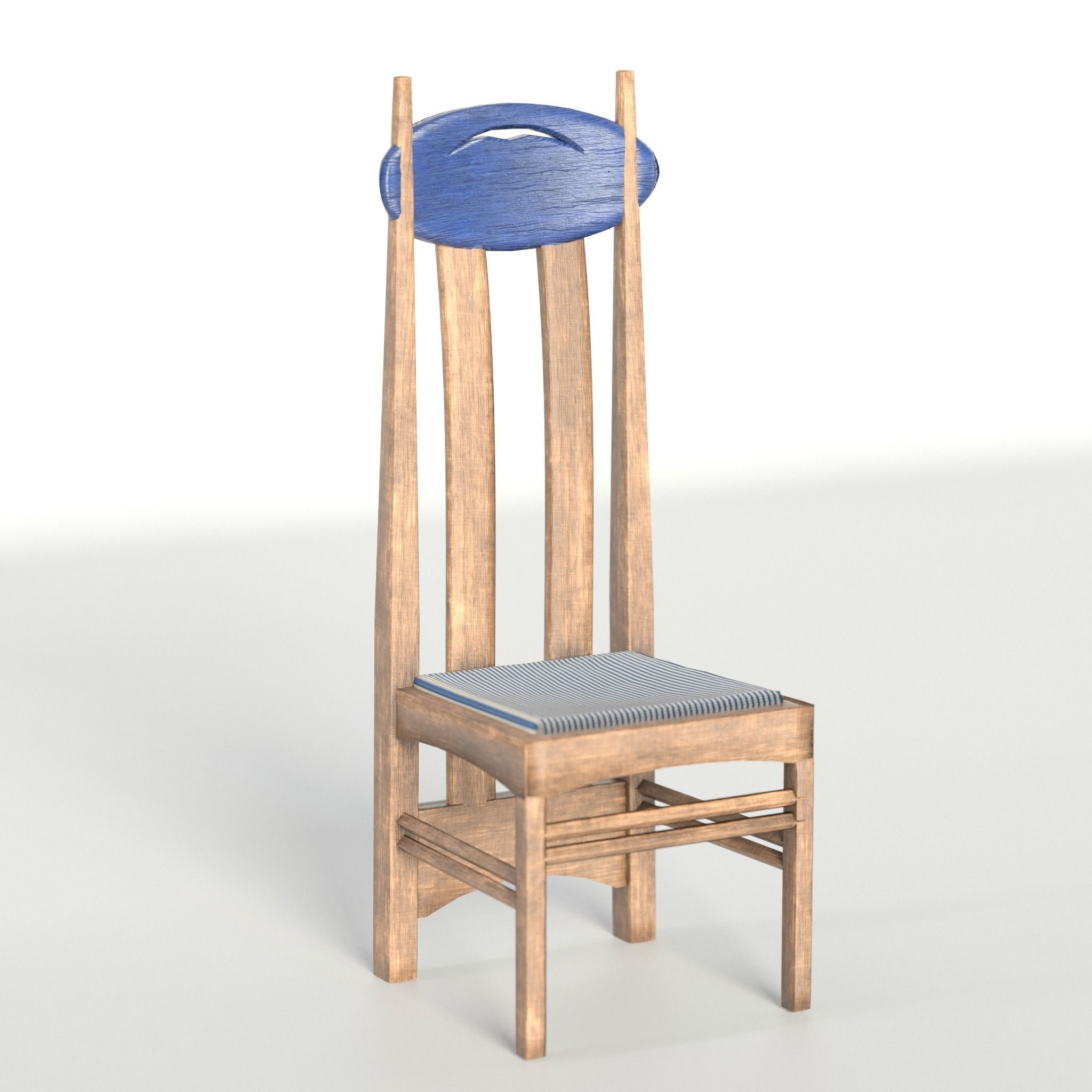 Arts and Crafts Argyle Chair Charles Rennie Mackintosh 3D model_7