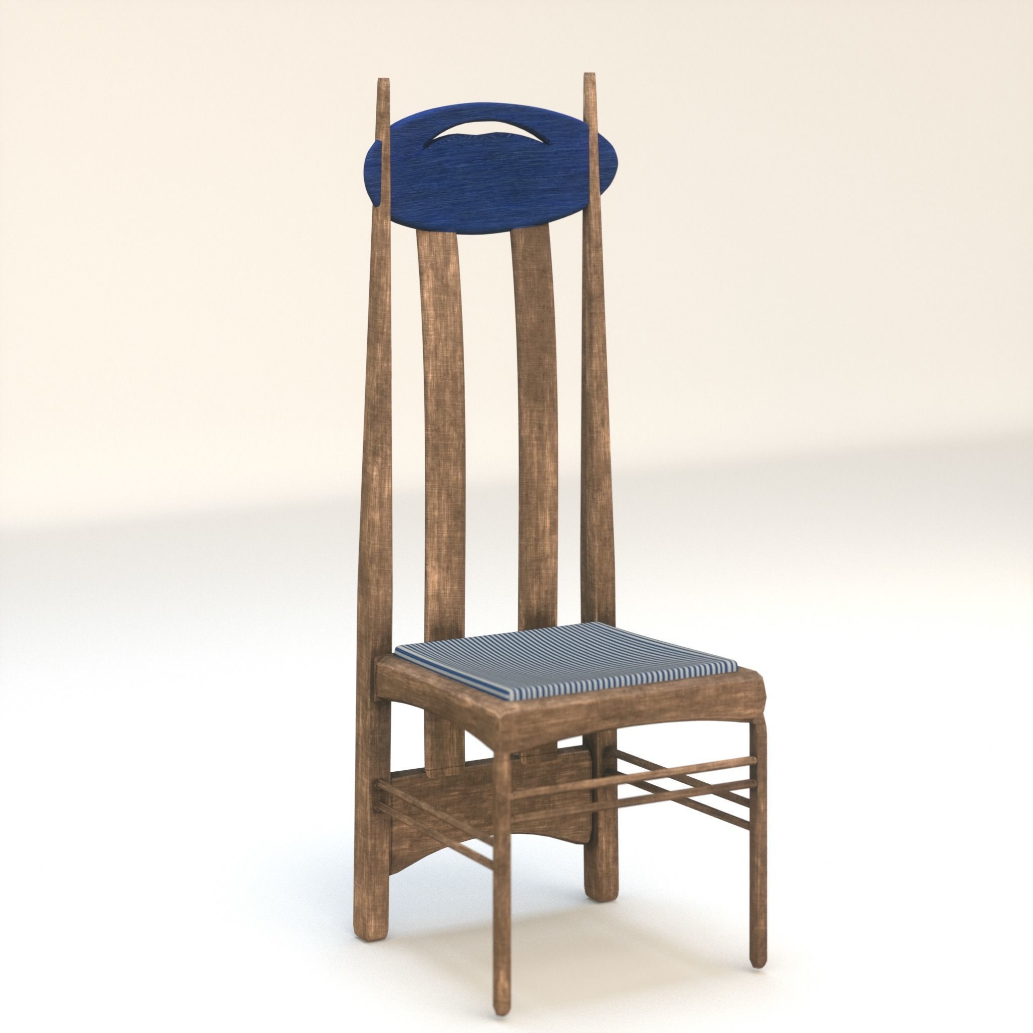 Arts and Crafts Argyle Chair Charles Rennie Mackintosh 3D model_2