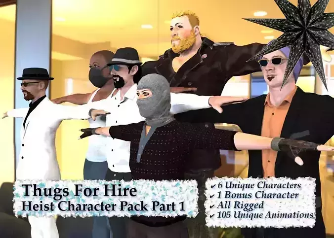 Thugs For Hire - Realistic Heist Character Pack 3D model