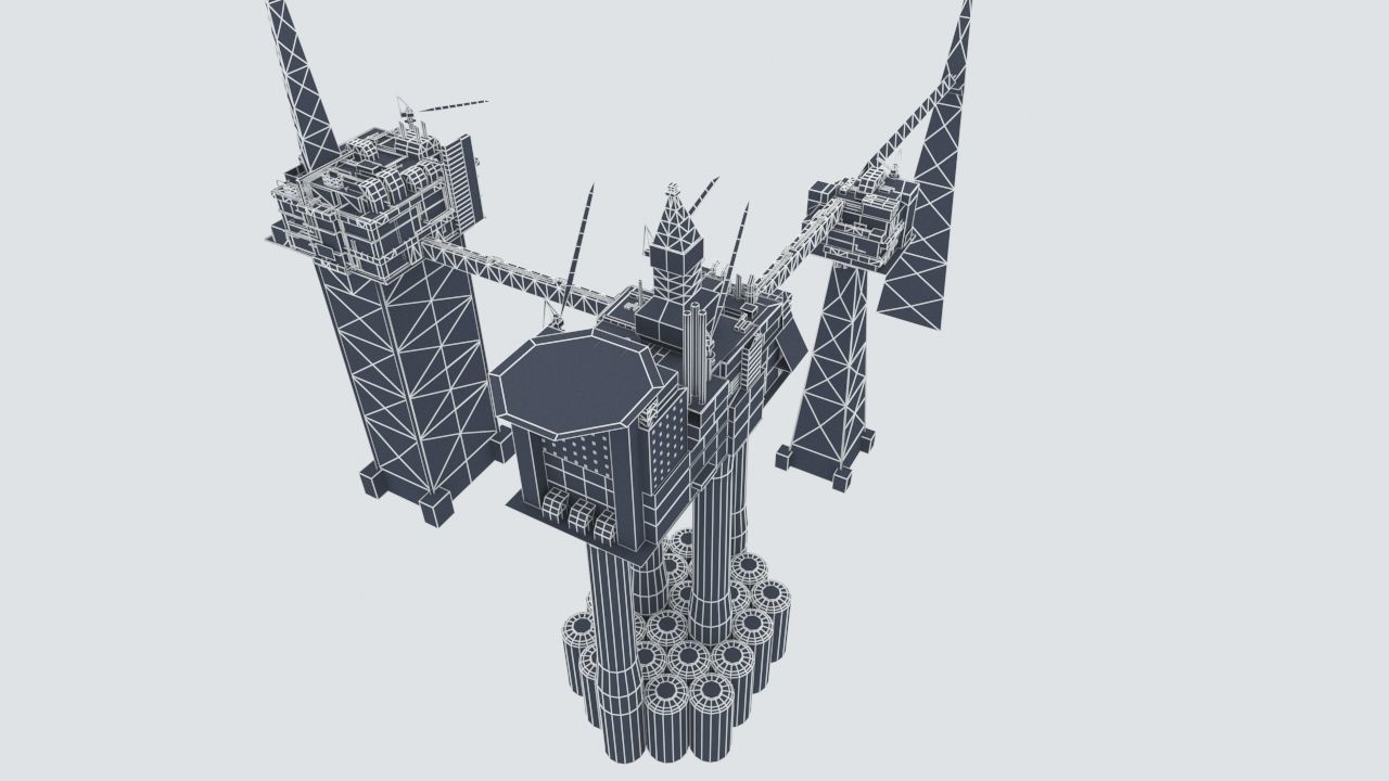 Sleipner Vest offshore oil platform Cluster Low-poly 3D model_14