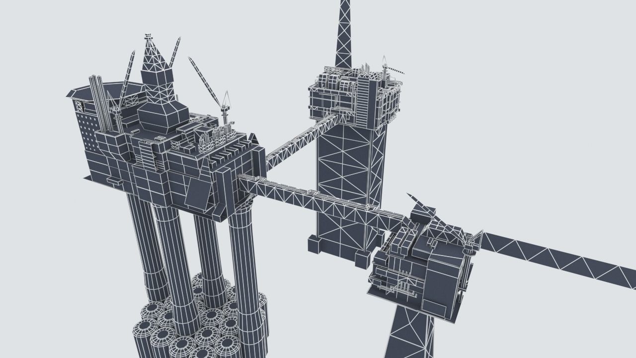 Sleipner Vest offshore oil platform Cluster Low-poly 3D model_13