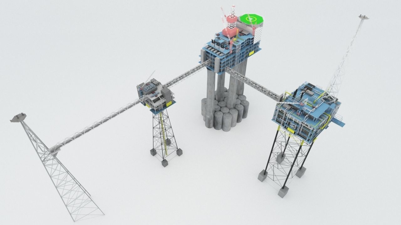 Sleipner Vest offshore oil platform Cluster Low-poly 3D model_6