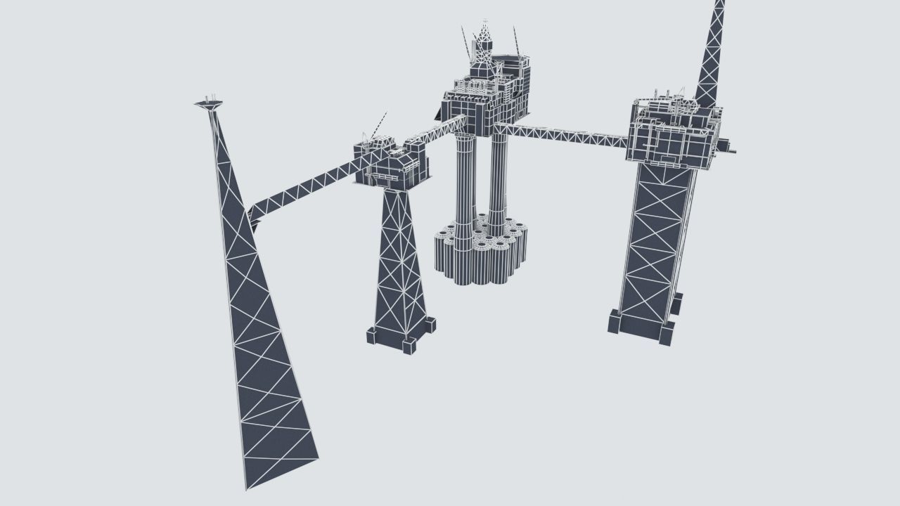 Sleipner Vest offshore oil platform Cluster Low-poly 3D model_18