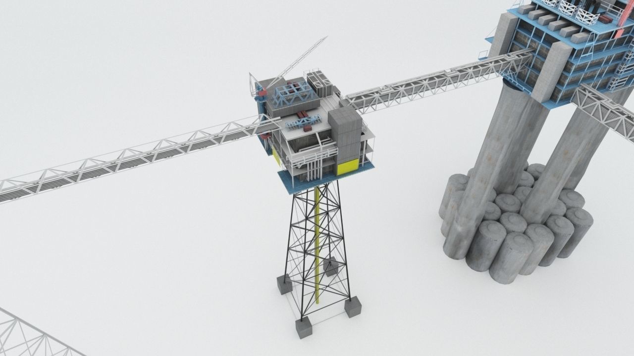 Sleipner Vest offshore oil platform Cluster Low-poly 3D model_10