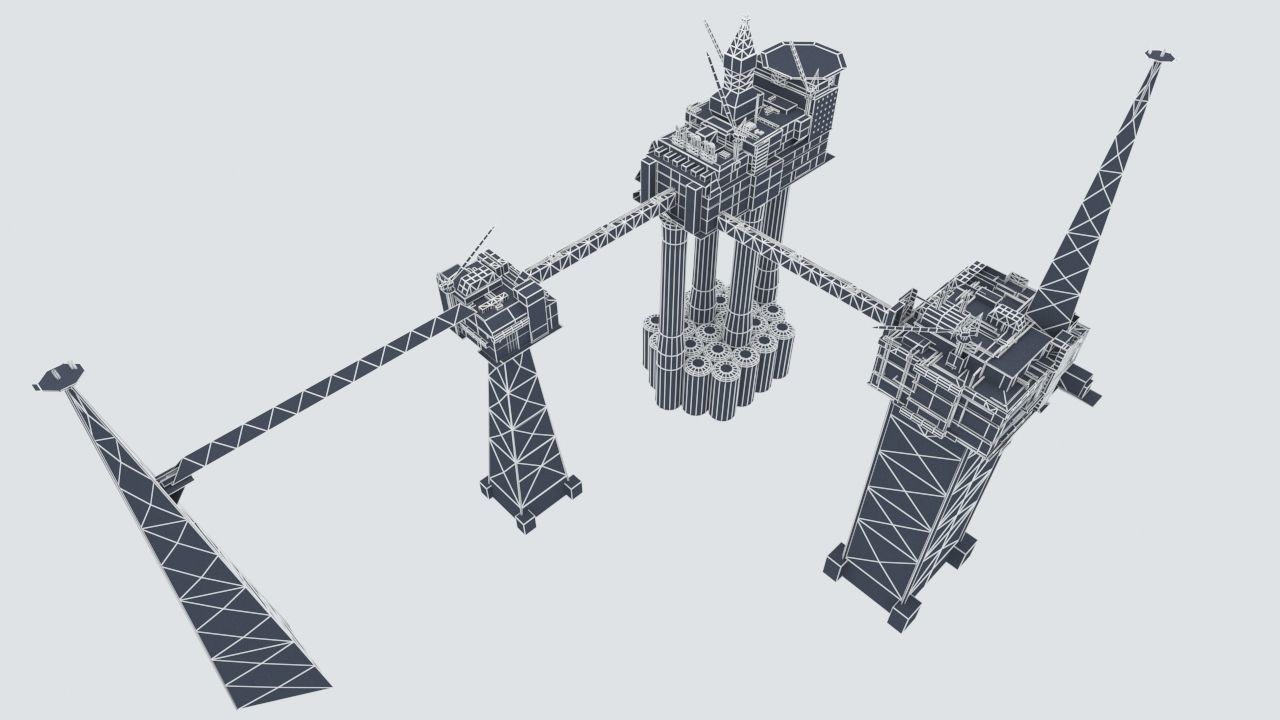 Sleipner Vest offshore oil platform Cluster Low-poly 3D model_16