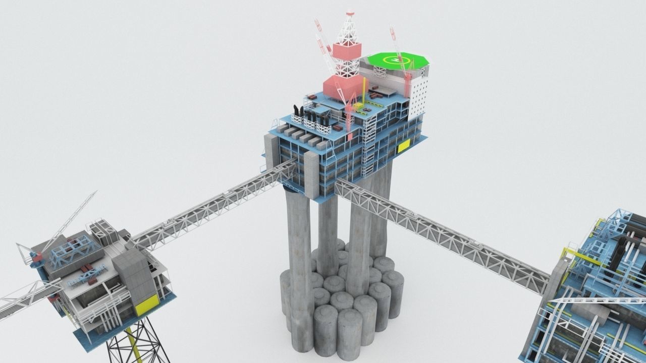 Sleipner Vest offshore oil platform Cluster Low-poly 3D model_4