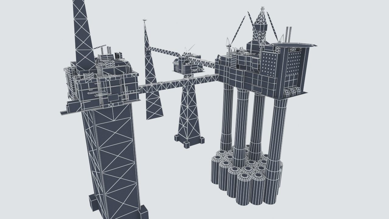 Sleipner Vest offshore oil platform Cluster Low-poly 3D model_17