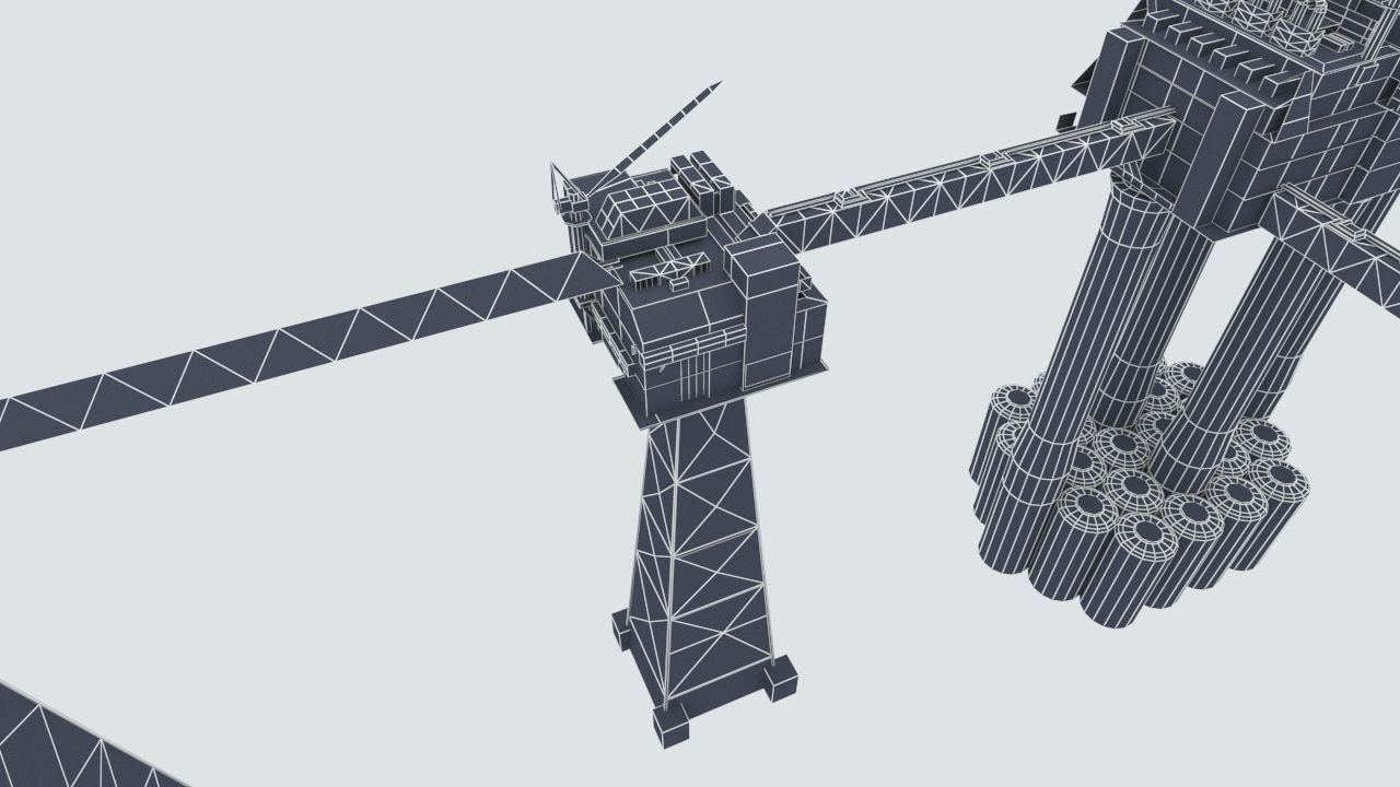 Sleipner Vest offshore oil platform Cluster Low-poly 3D model_19
