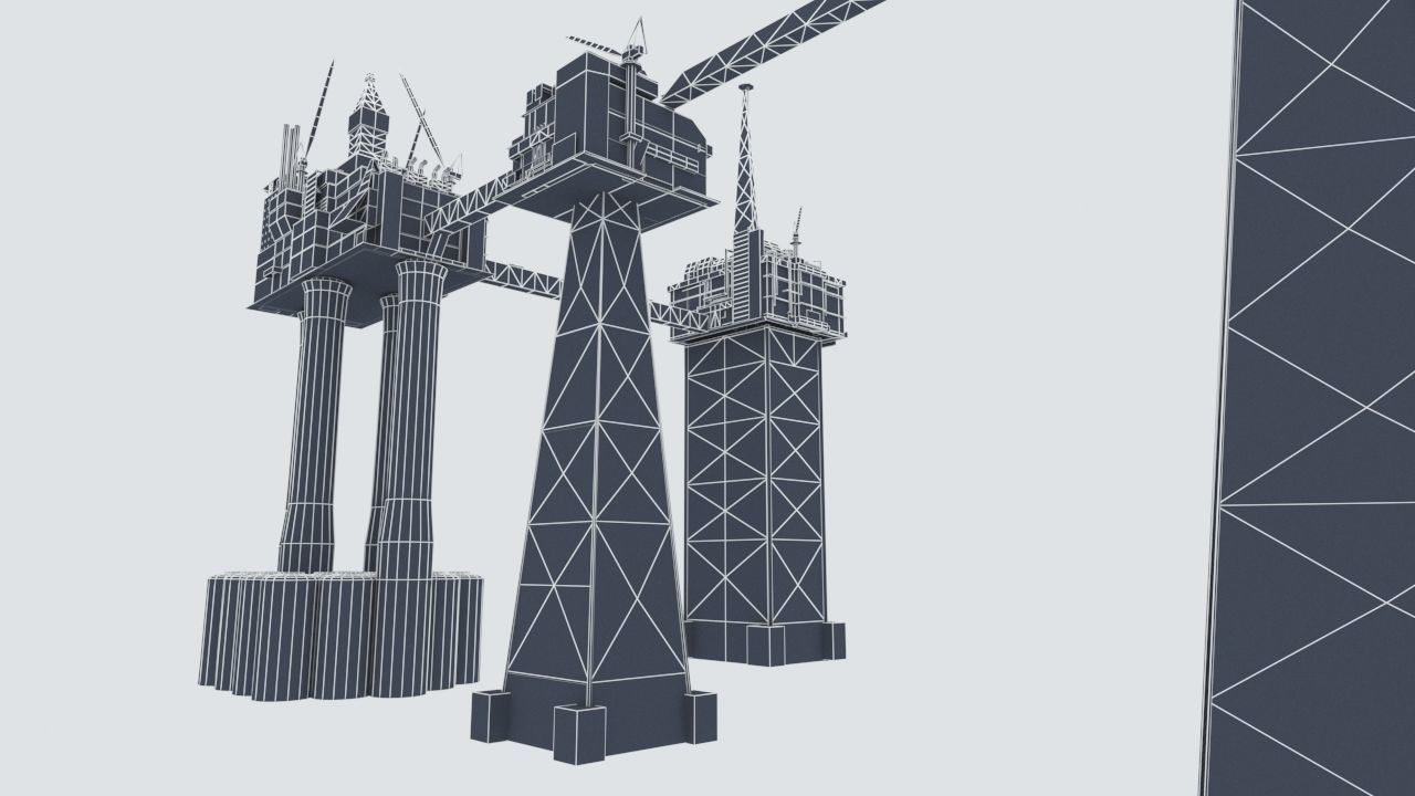 Sleipner Vest offshore oil platform Cluster Low-poly 3D model_15