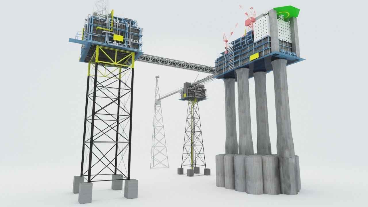 Sleipner Vest offshore oil platform Cluster Low-poly 3D model_8