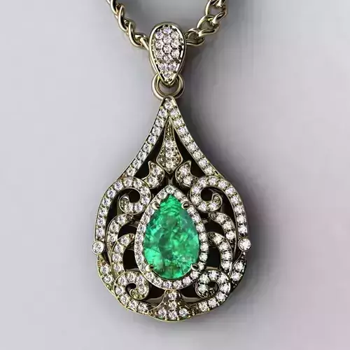 Pear-shape pendant with curl