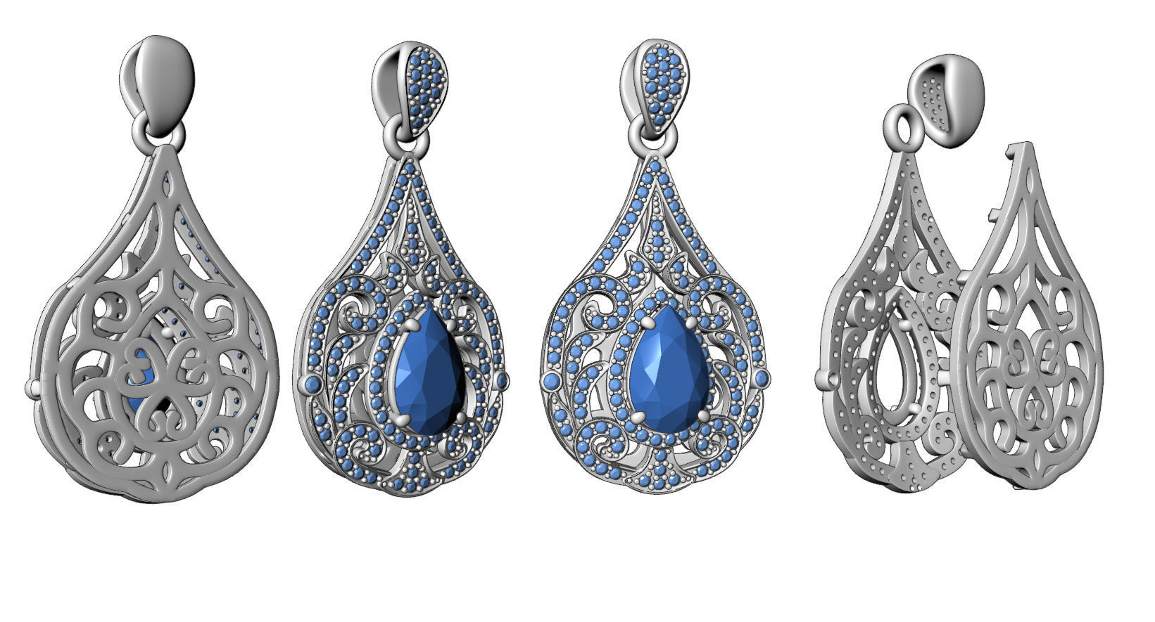 Pear-shape pendant with curl 3D print model_6