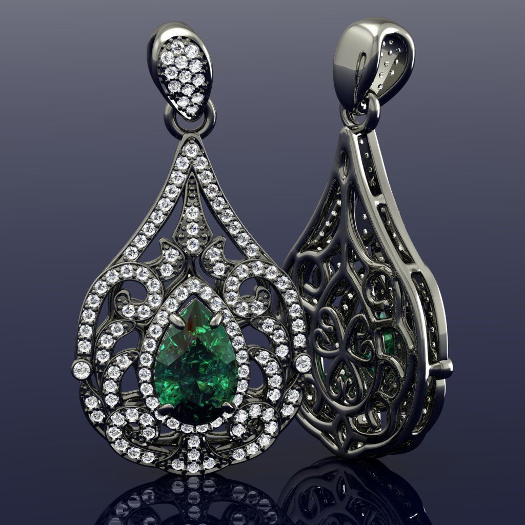 Pear-shape pendant with curl 3D print model_3