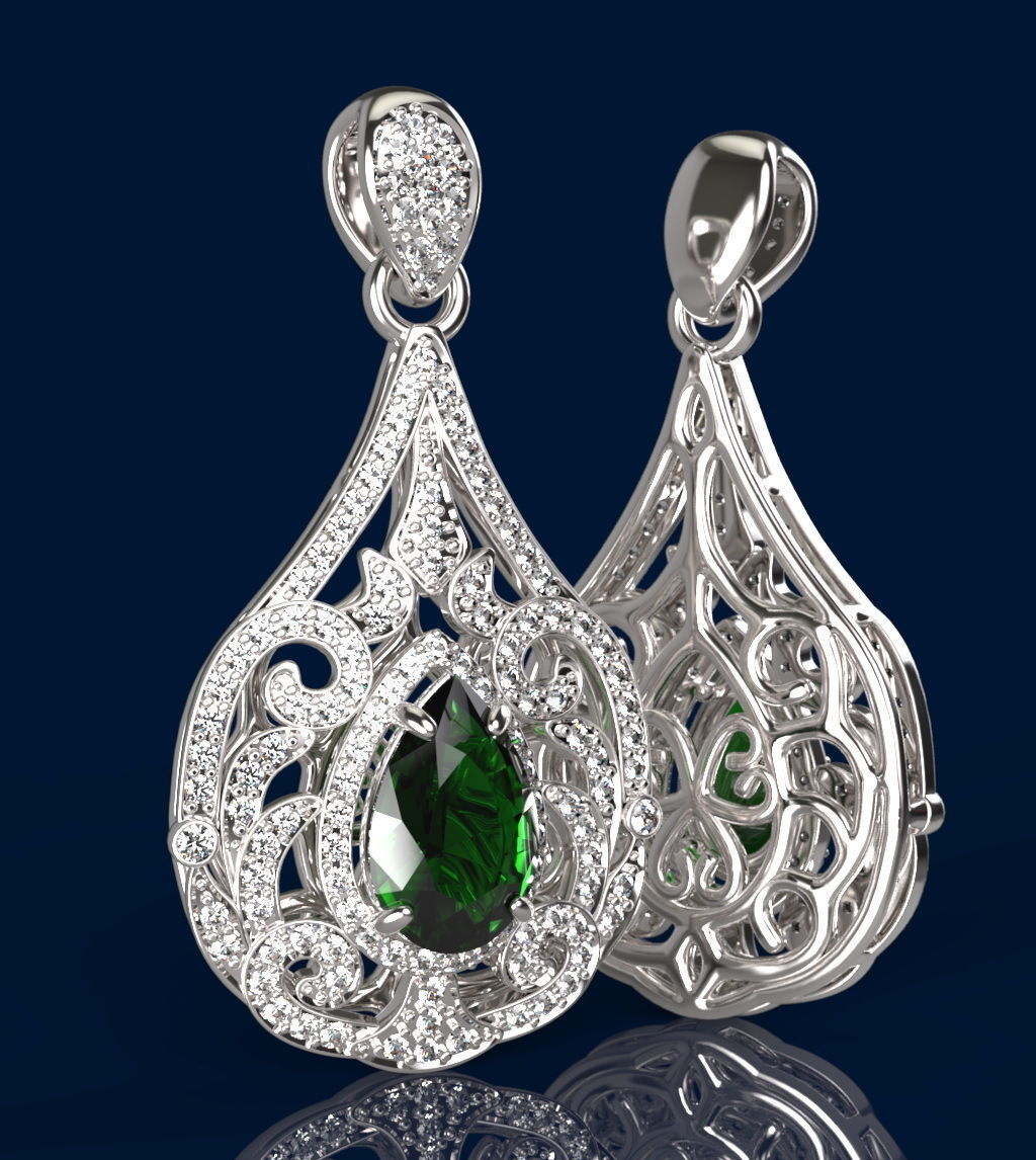 Pear-shape pendant with curl 3D print model_4