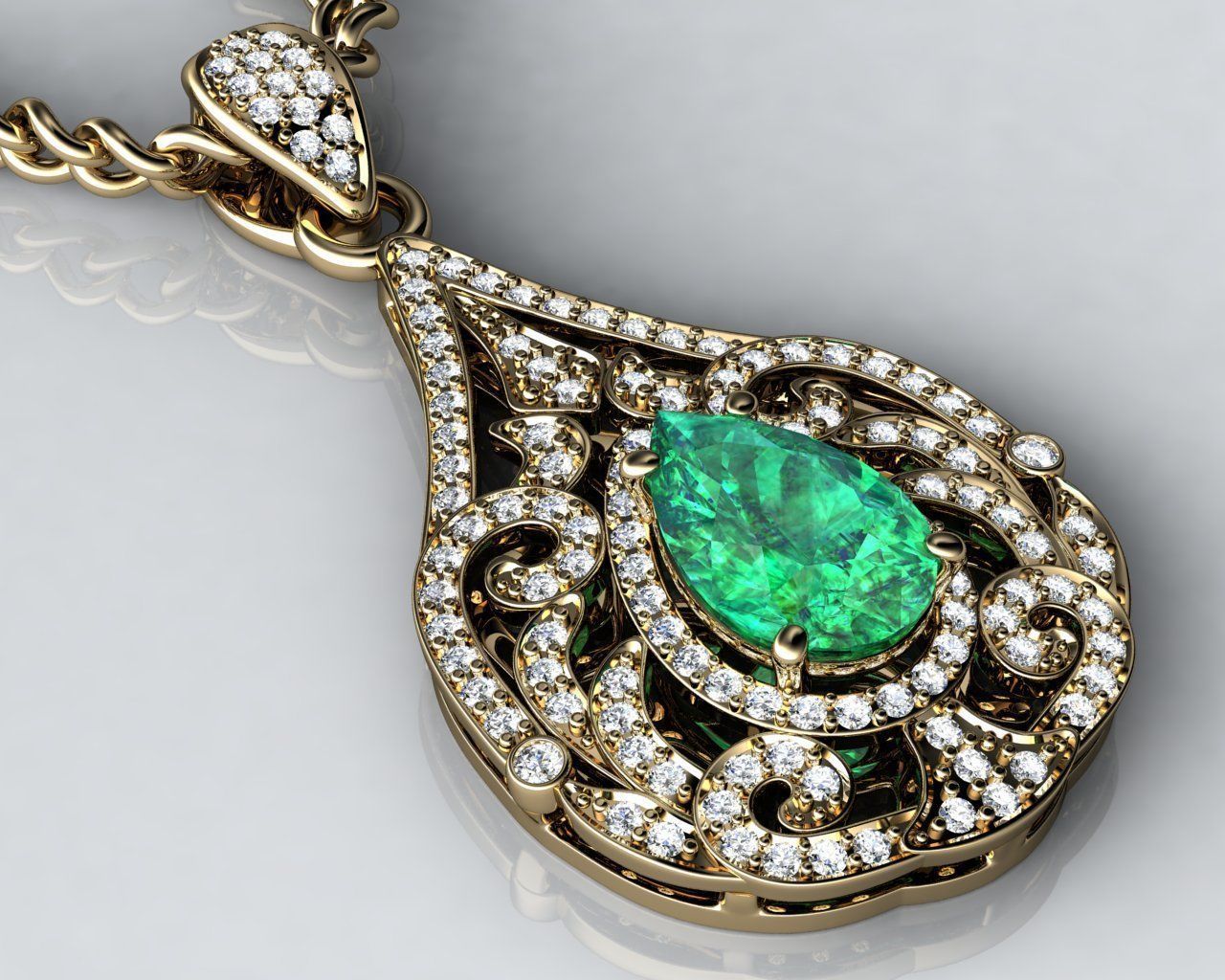 Pear-shape pendant with curl 3D print model_1