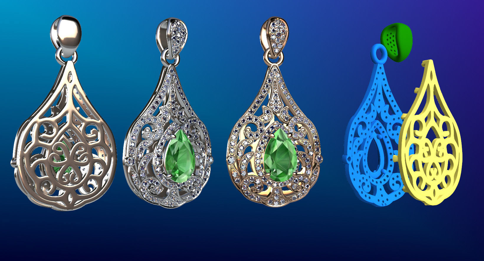 Pear-shape pendant with curl 3D print model_5