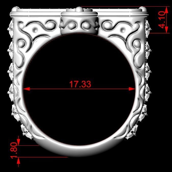 Ring with a cross and stones 287 3D print model_25
