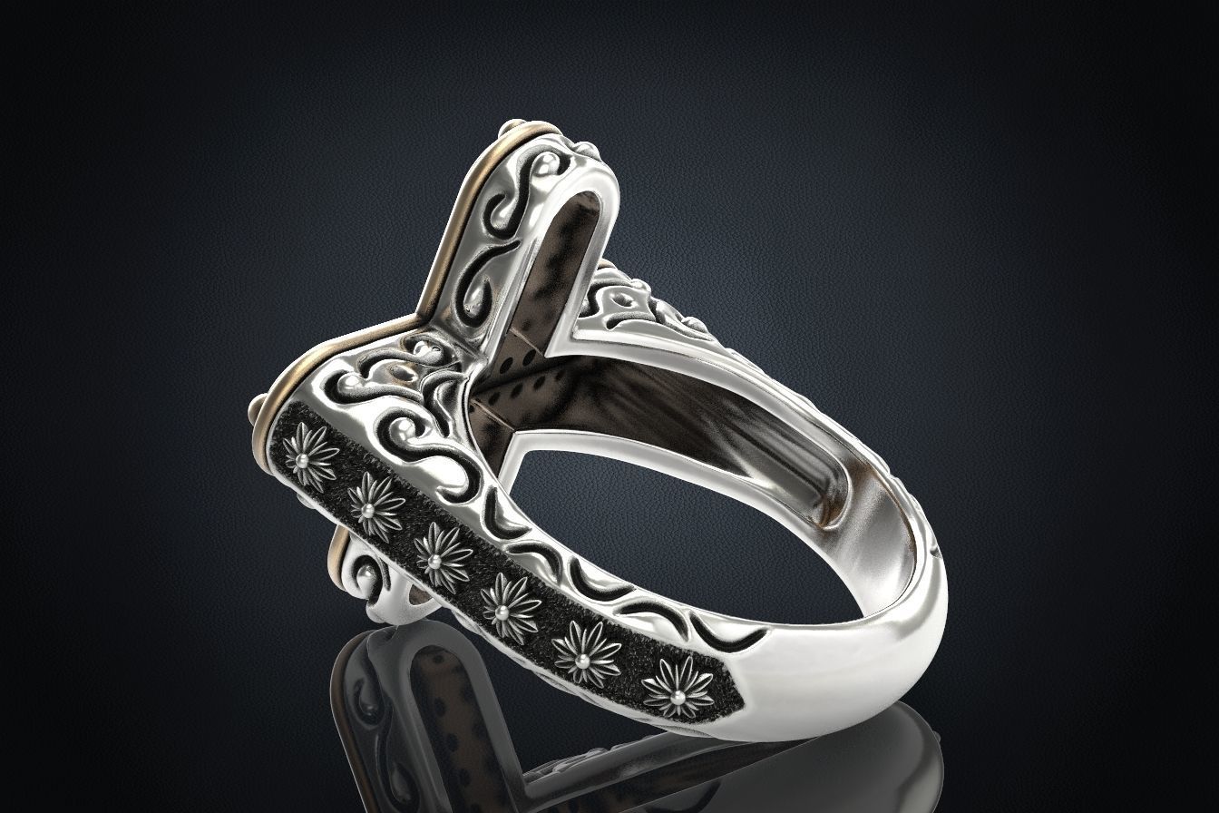 Ring with a cross and stones 287 3D print model_6