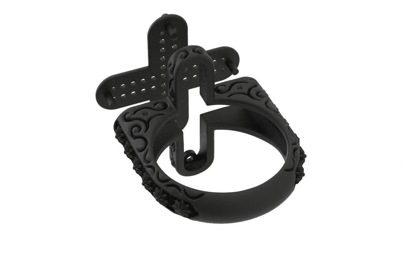 Ring with a cross and stones 287 3D print model_21