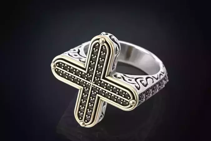 Ring with a cross and stones 287