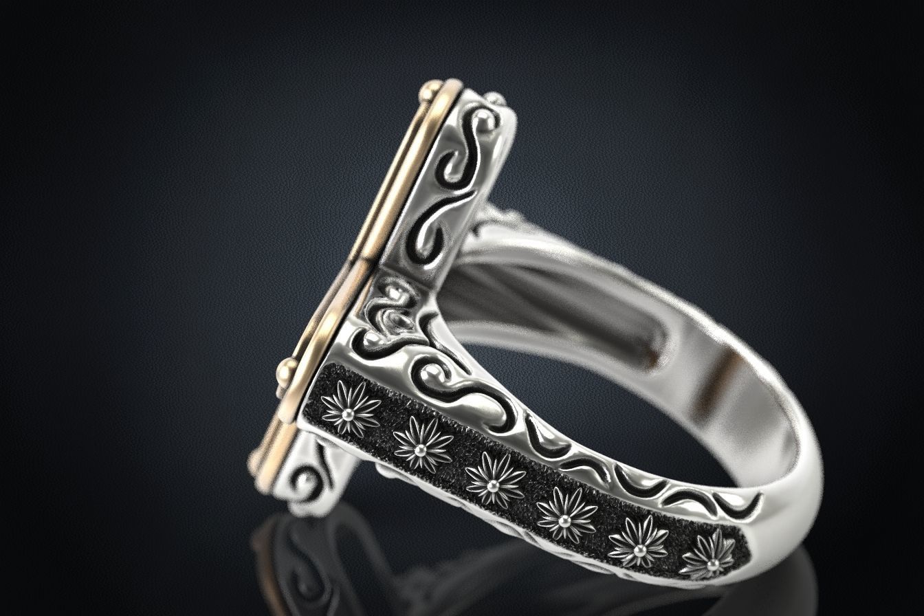 Ring with a cross and stones 287 3D print model_1