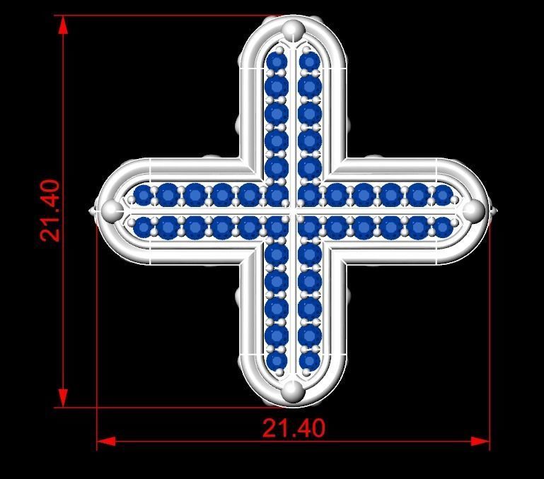 Ring with a cross and stones 287 3D print model_26