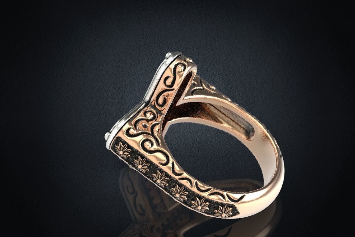 Ring with a cross and stones 287 3D print model_12