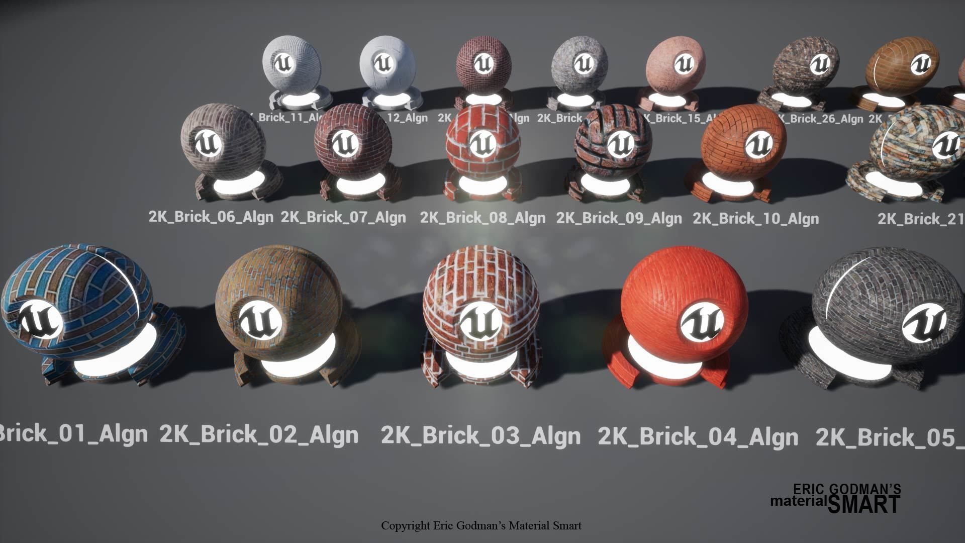 Brick World Aligned Materials 3D model_2