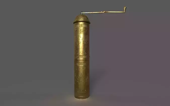Vintage Engraved Brass Coffee Grinder Low-poly 3D model