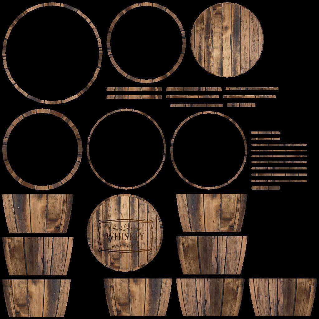 Wooden Whiskey Barrels Low-poly 3D model_13