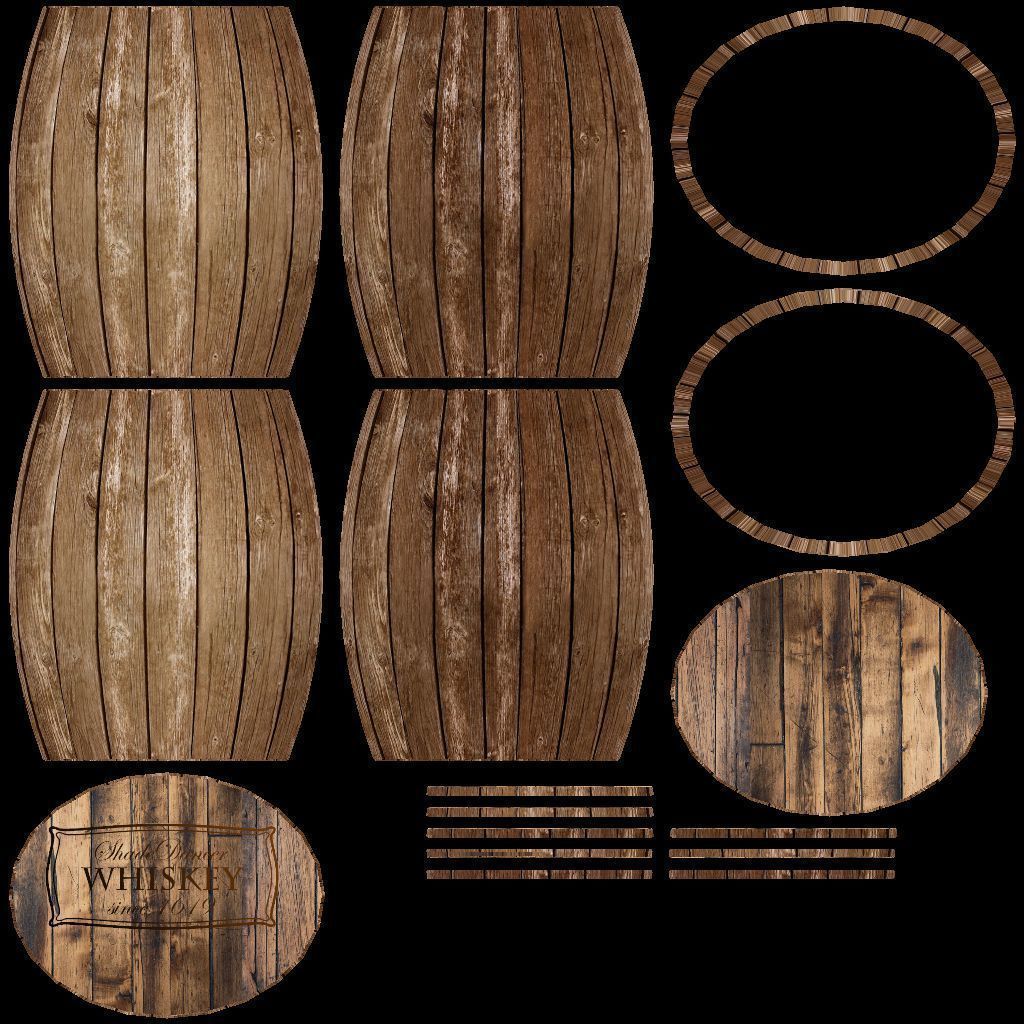 Wooden Whiskey Barrels Low-poly 3D model_12