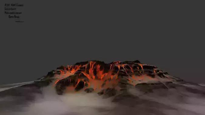 volcano with smoke and flames