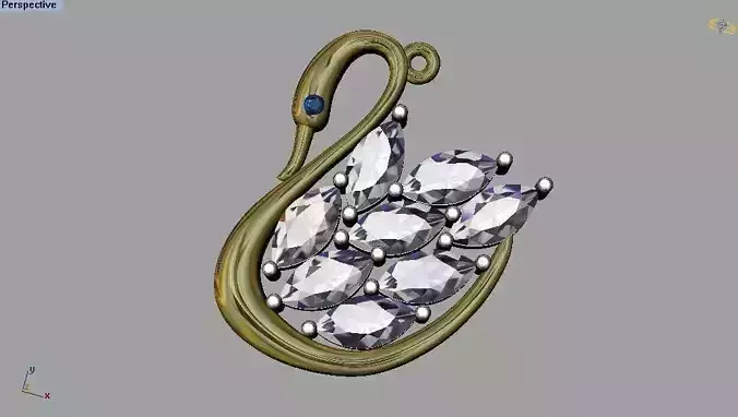 Swan diamond pendant