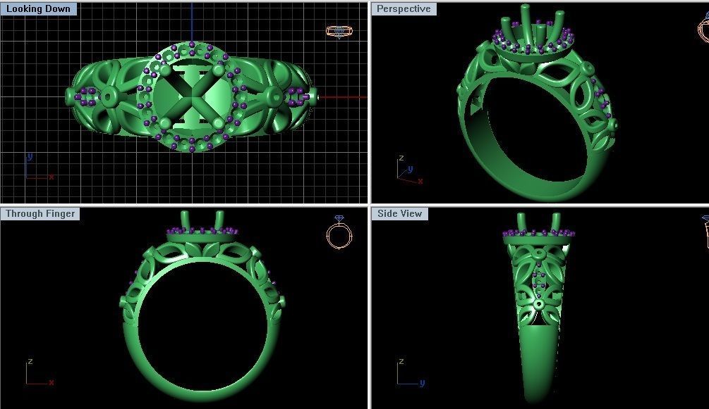 Engagement ring 3D print model_3