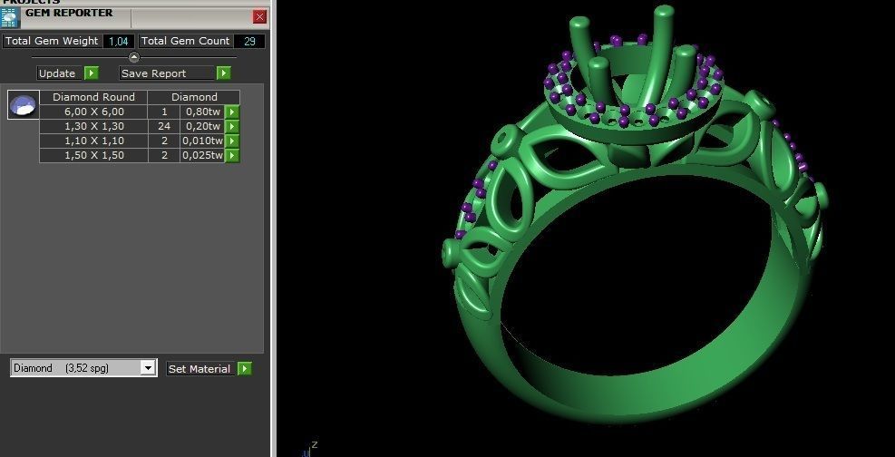 Engagement ring 3D print model_2