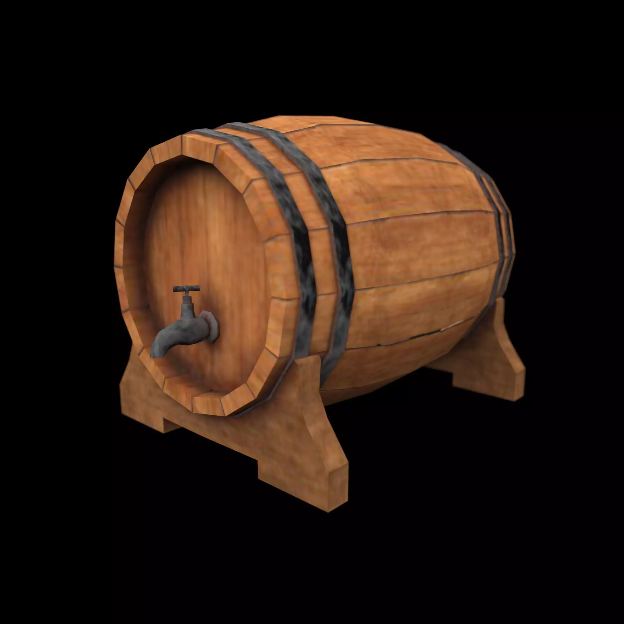 Low poly Beer Barrel Low-poly 3D model
