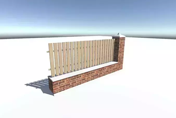 Fence model wooden in snow Free low-poly 3D model