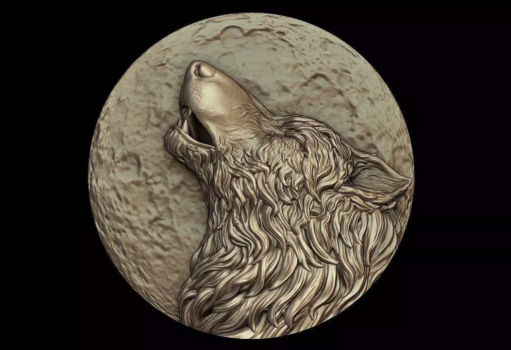 Howling Wolf Medallion 3D print model
