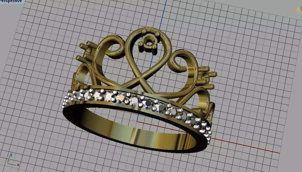 Crown ring 3D print model_0