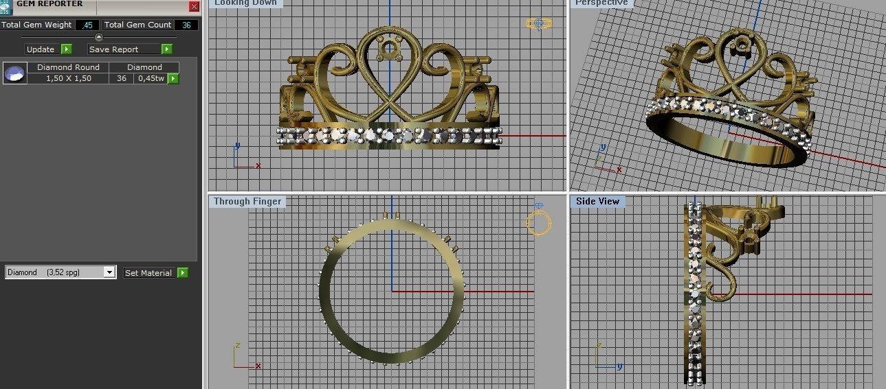 Crown ring 3D print model_2