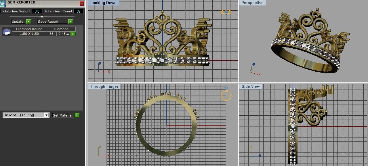 Crown ring 3D print model_2