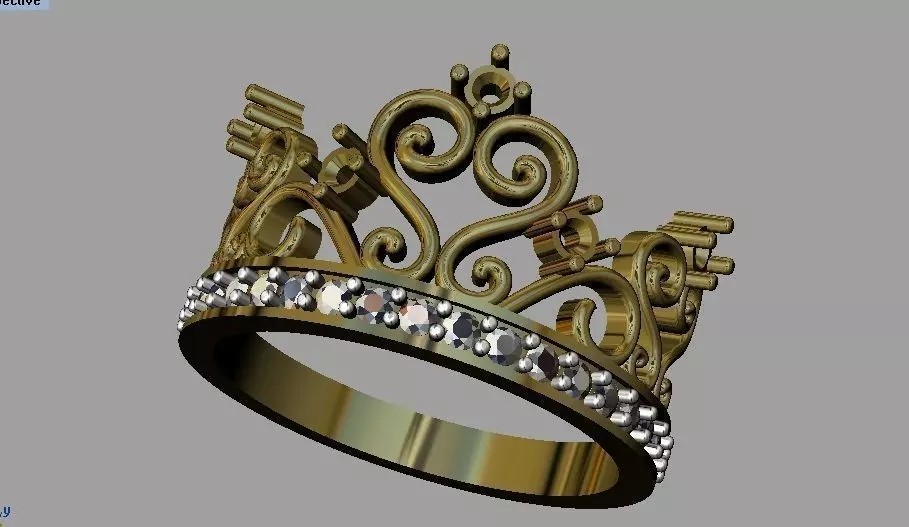 Crown ring 3D print model_0