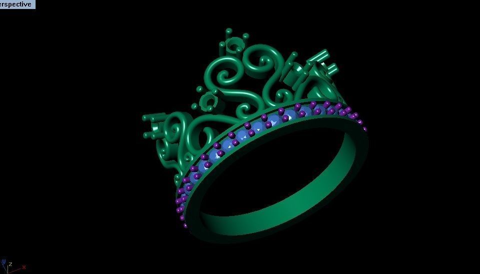 Crown ring 3D print model_1