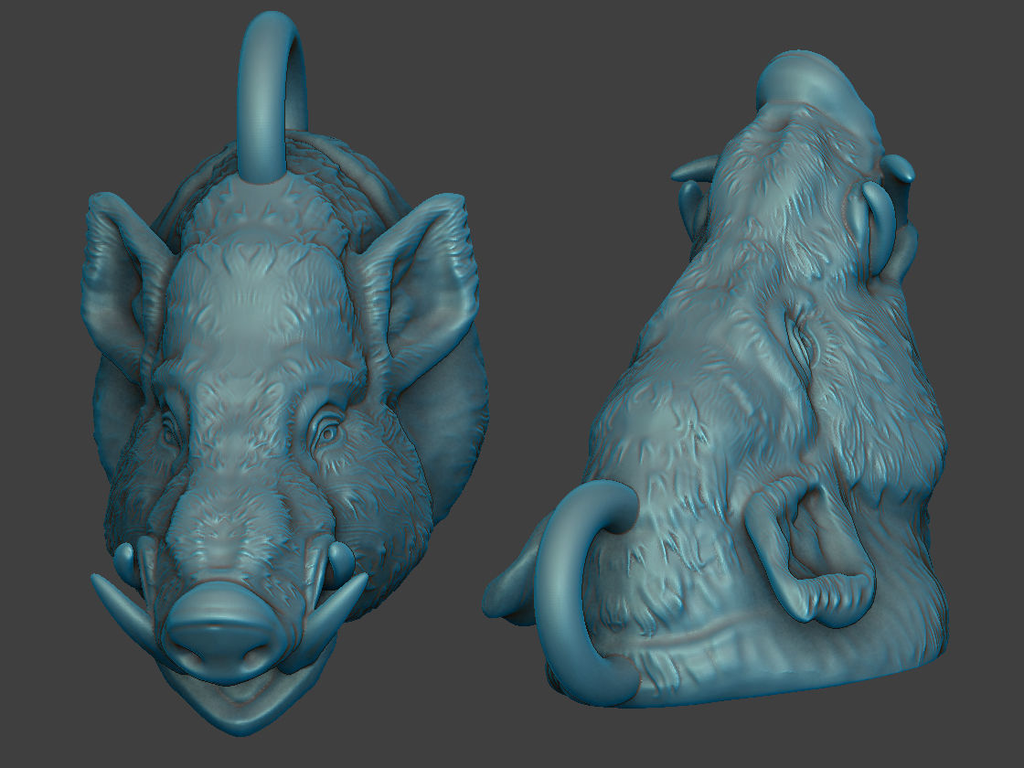 boar pendant 3D print model_1