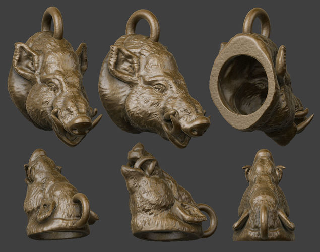 boar pendant 3D print model