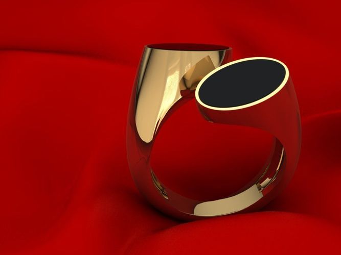 Ring with onyx stone 3D print model