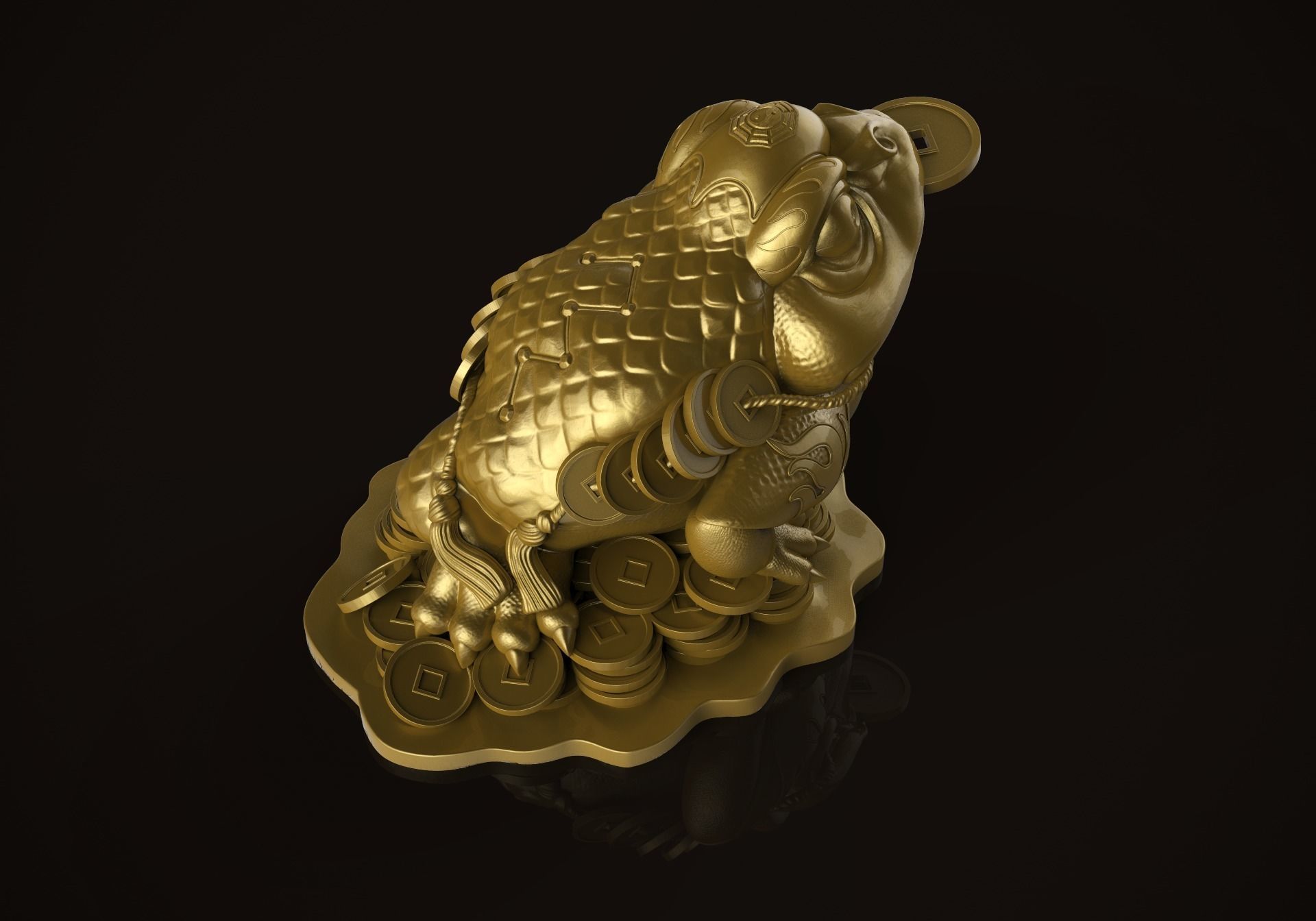 Money frog 3D print model_3